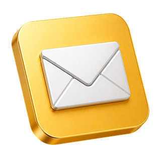 En la página de contacto, un icono decorativo 3D de un sobre de correo
